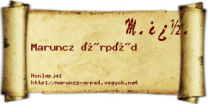 Maruncz Árpád névjegykártya